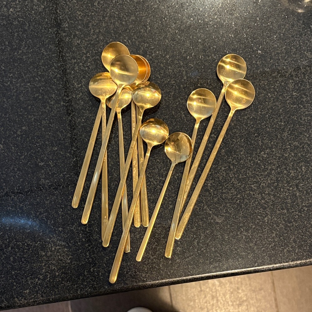 Gold Stirring Spoons Set